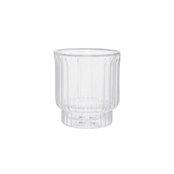 Double-wall grooved latte glass CHiATO, 300 ml – Transparent