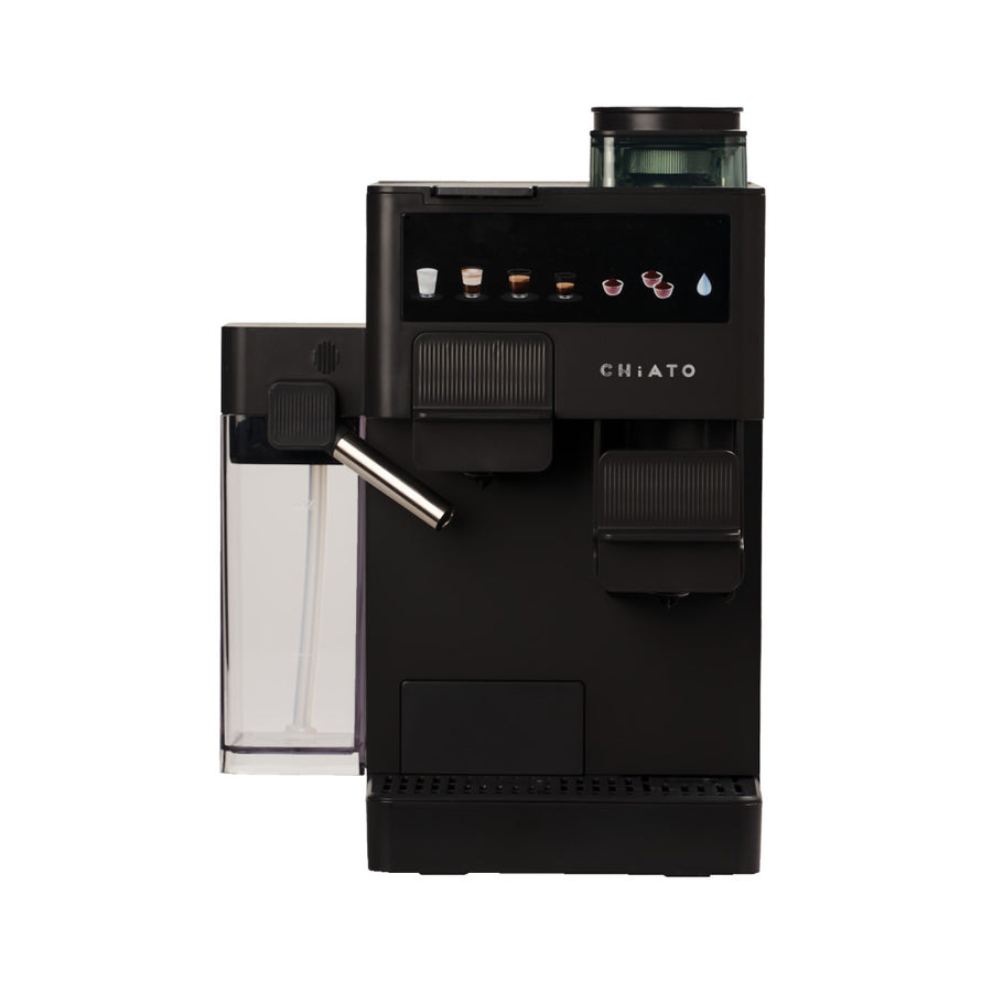 CHiATO coffeePLAY 5-in-1 Coffee Machine with Grinder & Milk System – Black