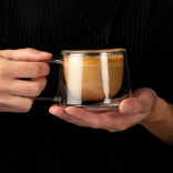 Double-wall cappuccino glass with a handle CHiATO, 210 ml