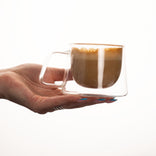 Double-wall cappuccino glass with a handle CHiATO, 210 ml