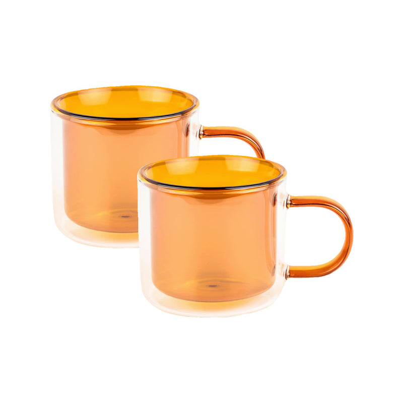 Double-wall cappuccino glass with a handle CHiATO, 2 x 250 ml