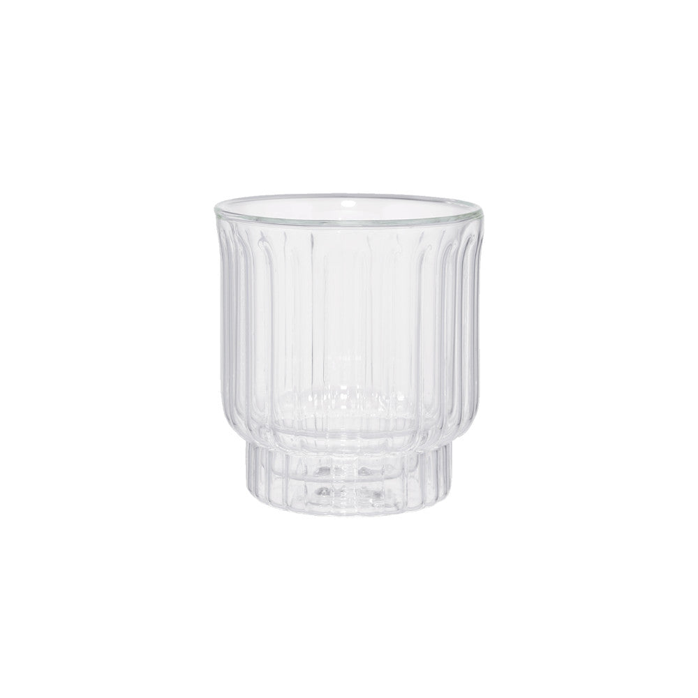 Dubbelwandig geribbeld latteglas CHiATO, 300 ml – transparant