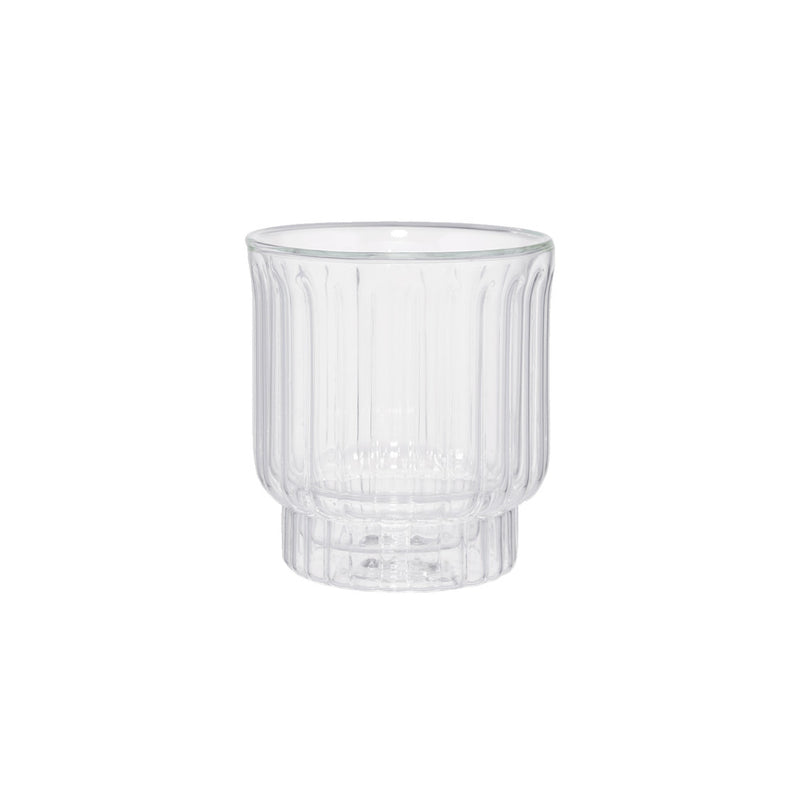Double-wall grooved latte glass CHiATO, 300 ml – Transparent
