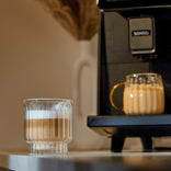 Double-wall grooved latte glass CHiATO, 300 ml – Transparent