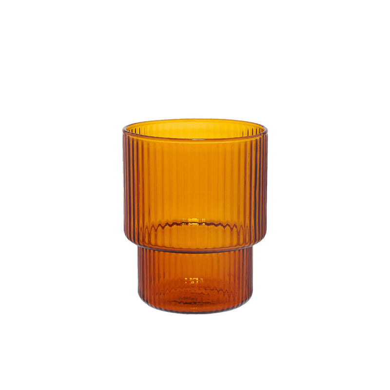 Grooved latte glass CHiATO, 260 ml – Brown