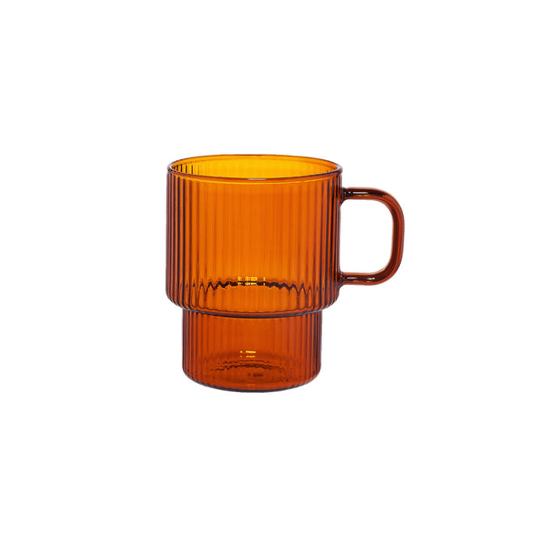 Grooved latte glass with a handle CHiATO, 260 ml – Brown