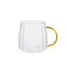 Grooved latte glass with a gold-coloured handle CHiATO, 400 ml – Transparent