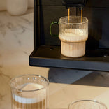Grooved latte glass with a green handle CHiATO, 300 ml – Transparent