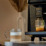 Grooved latte glass with a handle CHiATO, 320 ml – Transparent