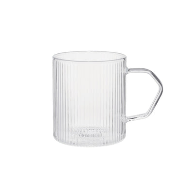 Geribbeld latteglas met oor CHiATO, 320 ml – transparant