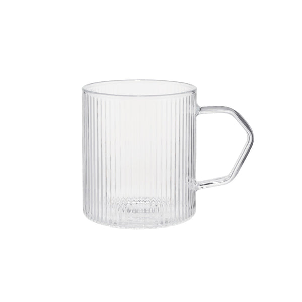 Grooved latte glass with a handle CHiATO, 320 ml – Transparent