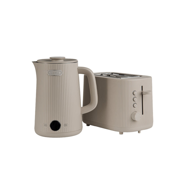 CHiATO Breakfast set – heatPLAY Kettle & toastPLAY Toaster – Light Sand