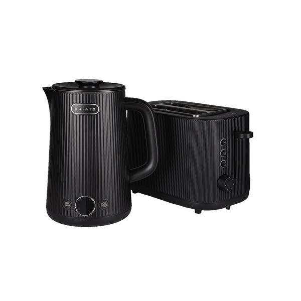 CHiATO Breakfast set – heatPLAY Kettle & toastPLAY Toaster – Black